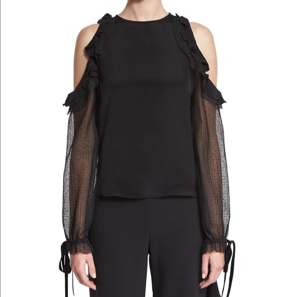 ALEXIS Fernand Ruffle Trim Cold Shoulder Top